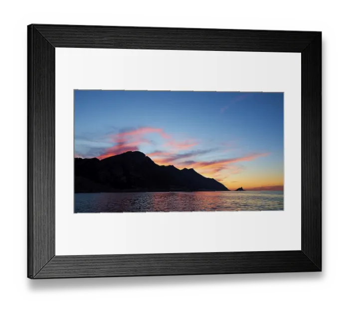 Framed Print : Blue evening sky, pink illuminated clouds