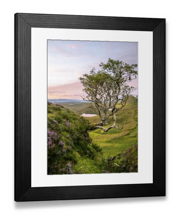 Framed Print : View of rocky landscape Quiraing at sunrise
