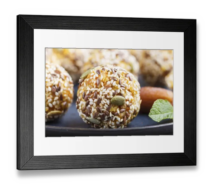 Framed Print : Energy ball cakes with dried apricots