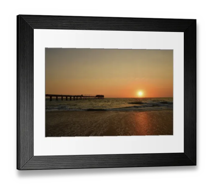 Framed Print : Pier at sunset over the Atlantic Framed Print : Pier at sunset over the Atlantic