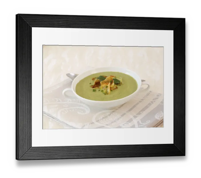Framed Print : Swabian cuisine, cress soup with crisps