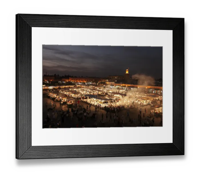 Framed Print : Restaurants in the evening on the Djemaa el Fna square in Marrakech Framed Print : Restaurants in the evening on the Djemaa el Fna square in Marrakech