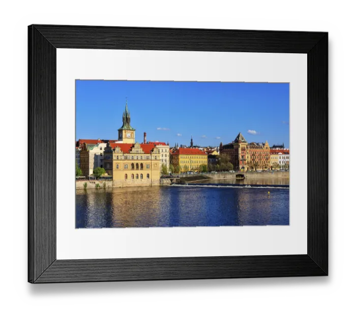 Framed Print : Prague Stare Mesto embankment view from Charles bridge Prague