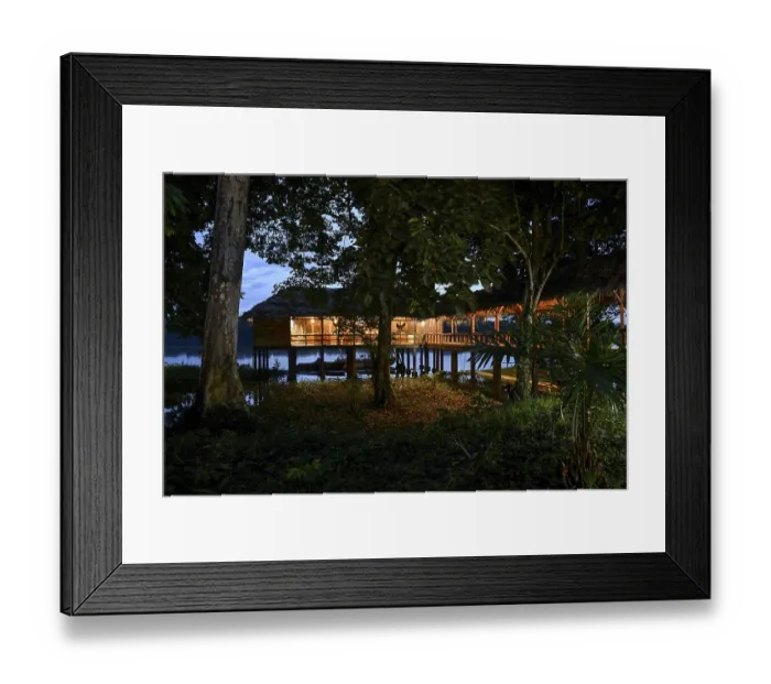 Framed Print : Restaurant at Doli Lodge on the Sangha River