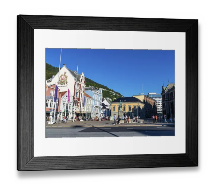 Framed Print : Bryggen, series of Hnaseatic buildings