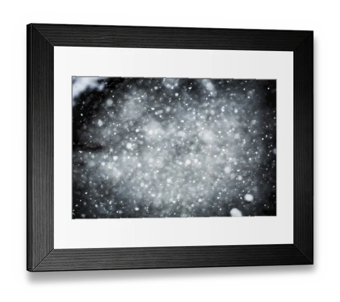 Framed Print : Snowflakes at night, blowing snow Framed Print : Snowflakes at night, blowing snow