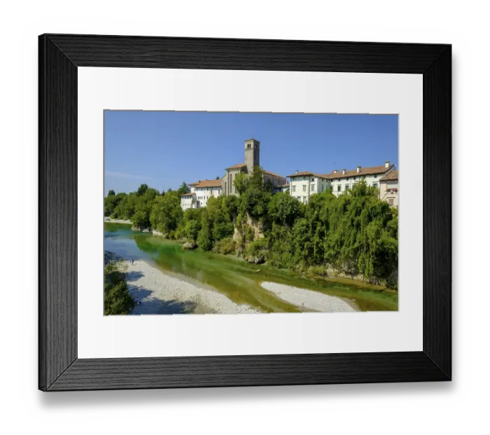 Framed Print : View over the river Natisone to the Campanile of the cathedral Santa Maria Assunta and the old town Framed Print : View over the river Natisone to the Campanile of the cathedral Santa Maria Assunta and the old town