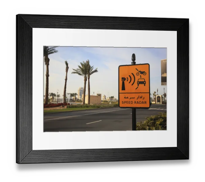 Framed Print : Traffic sign, indicating radar control