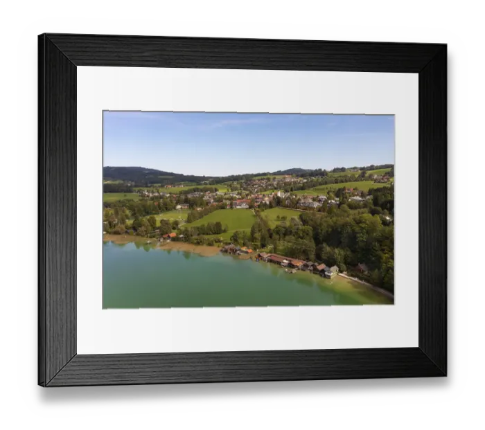 Framed Print : Drone image, Irrsee with the village of Zell am moss