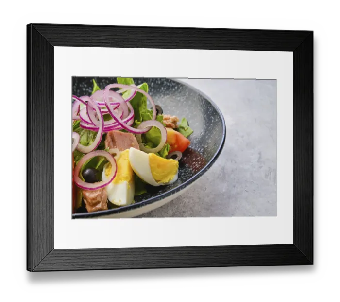 Framed Print : Closeup view of salad with lettuce