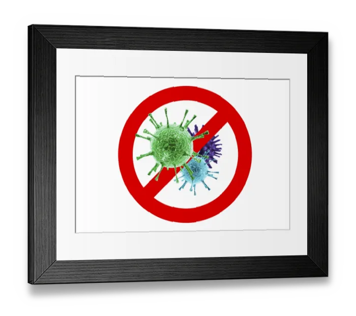Framed Print : Abstraction sign stop viruses. Epidemic concept Framed Print : Abstraction sign stop viruses. Epidemic concept