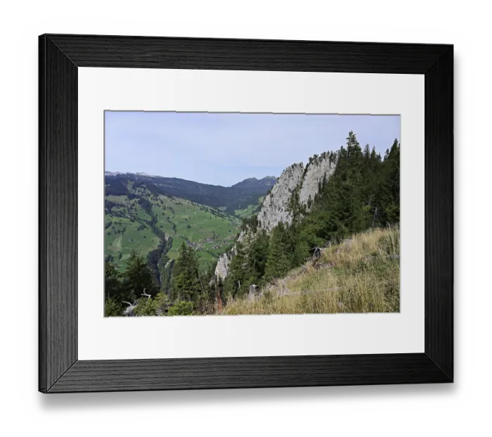 Framed Print : View from Harder Kulm to the Gemmenalphorn and the village