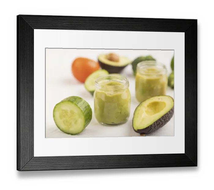Framed Print : Baby puree with vegetable mix, broccoli Framed Print : Baby puree with vegetable mix, broccoli