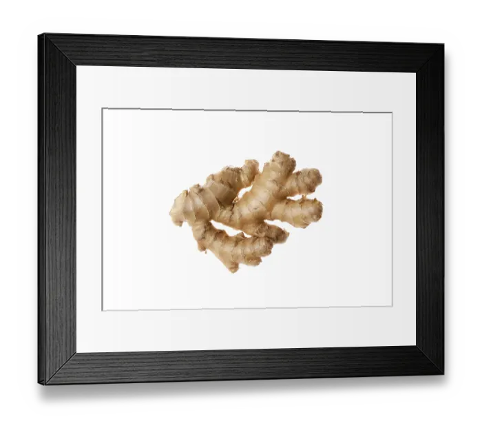 Framed Print : Fresh ginger root isolated on white background