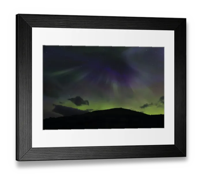 Framed Print : Northern lights at dawn over Sorfolda Fjord near Kjerringoy between Bodo