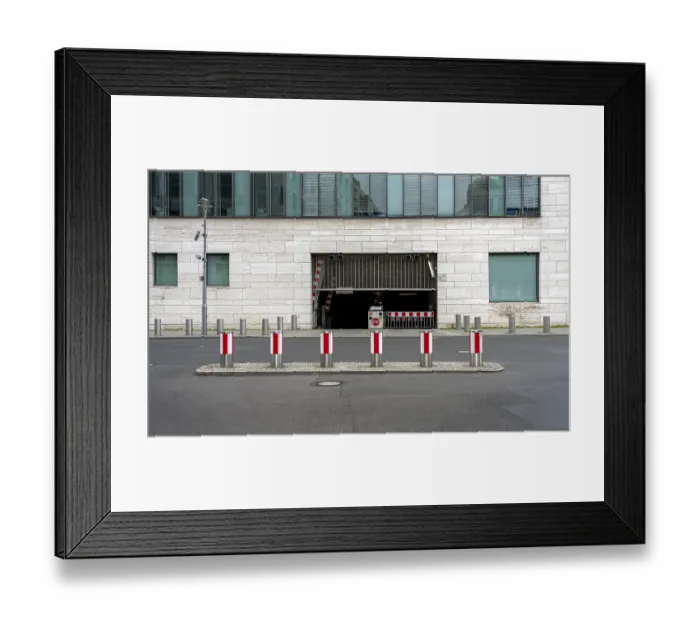 Framed Print : Bollards on the roadway in front of the Foreign Office