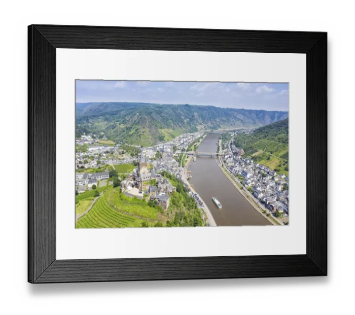 Framed Print : City of Cochem on the Moselle River with Reichsburg Castle in Cochem