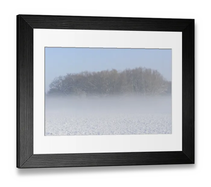Framed Print : Winterlandschaft, Bodennebel steigt vor schneebedeckten Baumen auf Framed Print : Winterlandschaft, Bodennebel steigt vor schneebedeckten Baumen auf