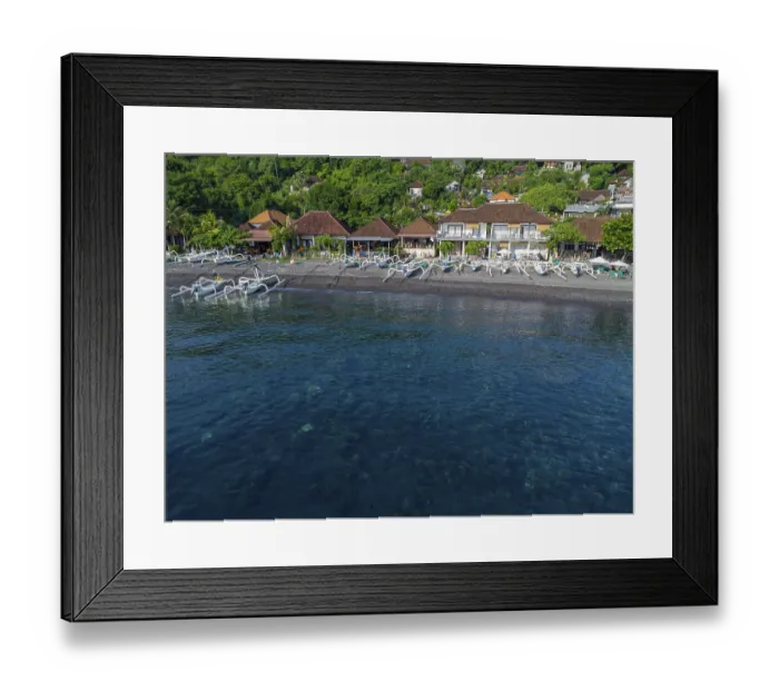 Framed Print : Fishing boats on the beach of Jemeluk