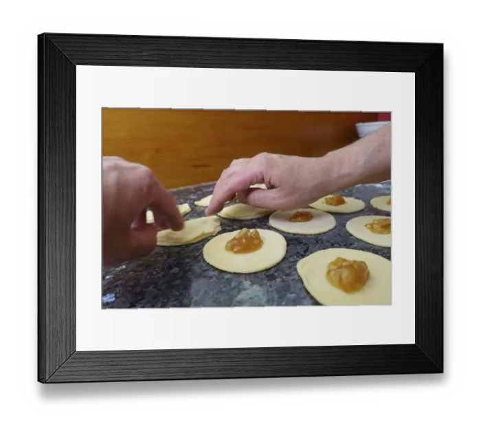 Framed Print : Swabian cuisine, Upper Swabian Krapfle with Gsalz