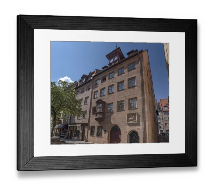 Framed Print : Historic oriel, ornamental bay window and house sign Framed Print : Historic oriel, ornamental bay window and house sign