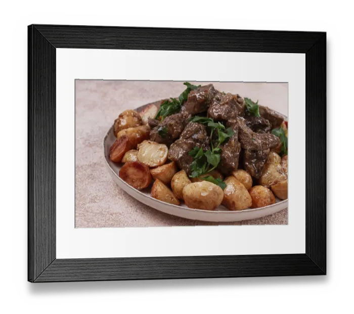 Framed Print : Kuyrdak, roast offal with potatoes and fresh herbs Framed Print : Kuyrdak, roast offal with potatoes and fresh herbs