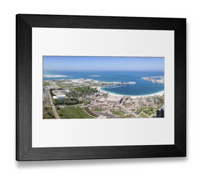Framed Print : Abu Dhabi skyline from above with UAE Presidential Palace and Emirates Palace panorama in Abu Dhabi Framed Print : Abu Dhabi skyline from above with UAE Presidential Palace and Emirates Palace panorama in Abu Dhabi