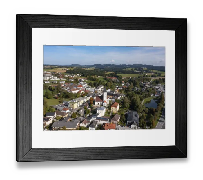 Framed Print : Drone shot, health resort, Bad Zell