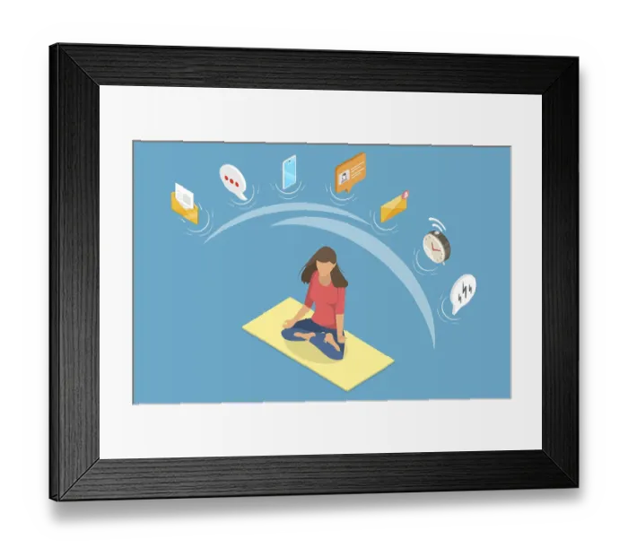 Framed Print : 3D Isometric Flat Vector Illustration of Digital Detox