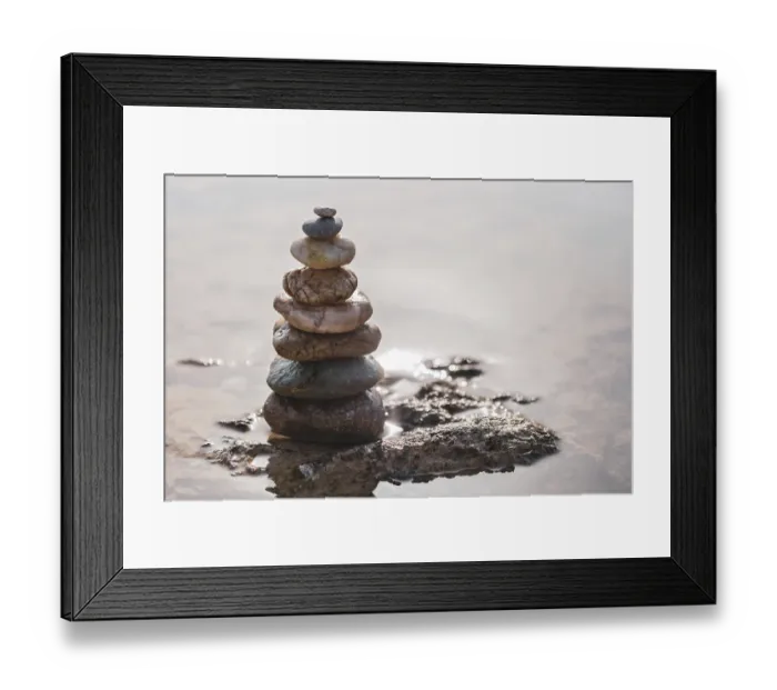 Framed Print : Pyramid of stones on the seashore zen balance Framed Print : Pyramid of stones on the seashore zen balance