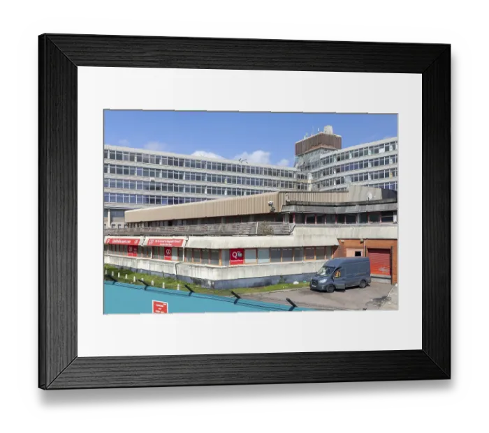 Framed Print : Anglia Square 1960s brutalist architecture of shopping and office development cleared for demolition Framed Print : Anglia Square 1960s brutalist architecture of shopping and office development cleared for demolition