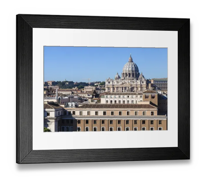 Framed Print : Travel to Italy - view of St Peter's Basilica in Vatican city Framed Print : Travel to Italy - view of St Peter's Basilica in Vatican city