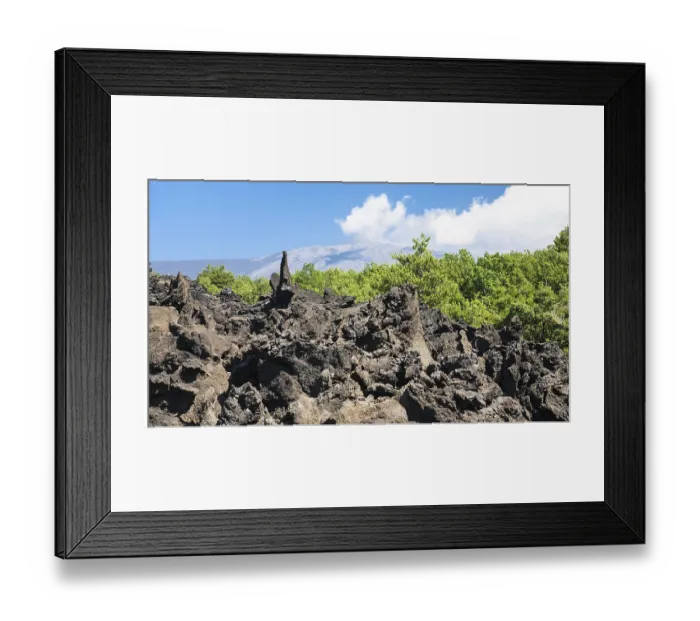 Framed Print : Travel to Italy - sharp lava stones after volcano Etna eruption in Sicily