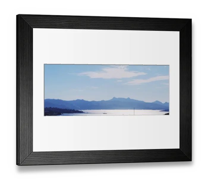 Framed Print : Beautiful sea view and mountains in the Mediterranean at sunset