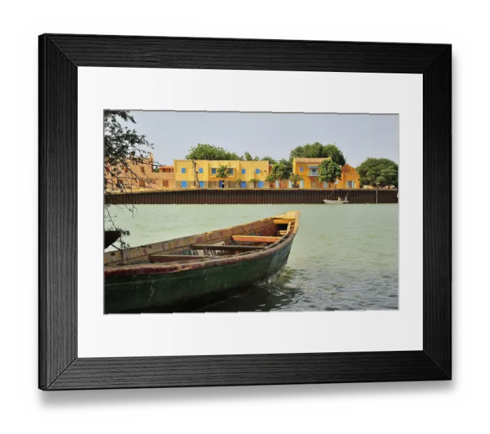 Framed Print : View over the river Senegal to the Senegalese town of Podor Framed Print : View over the river Senegal to the Senegalese town of Podor