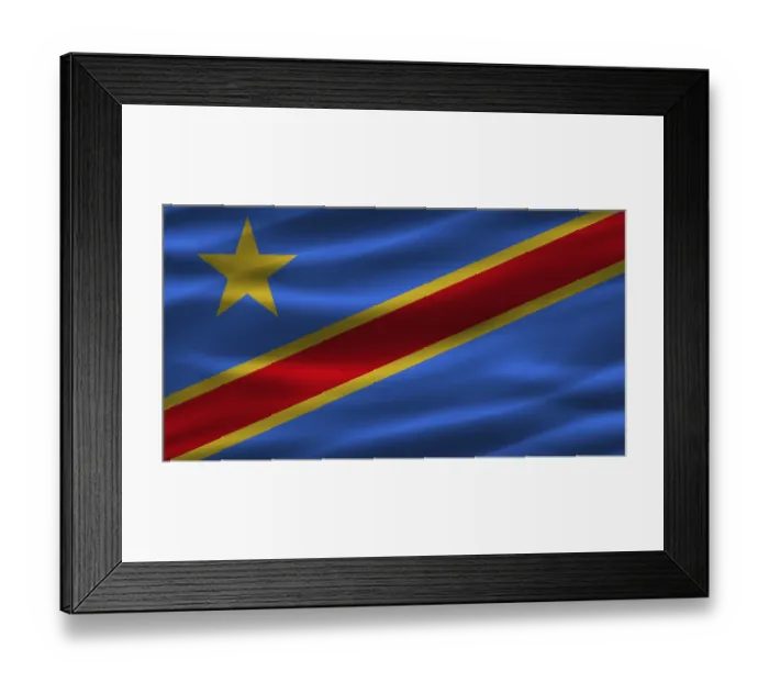 Framed Print : Democratic Republic of the Congo flag with fabric texture Framed Print : Democratic Republic of the Congo flag with fabric texture