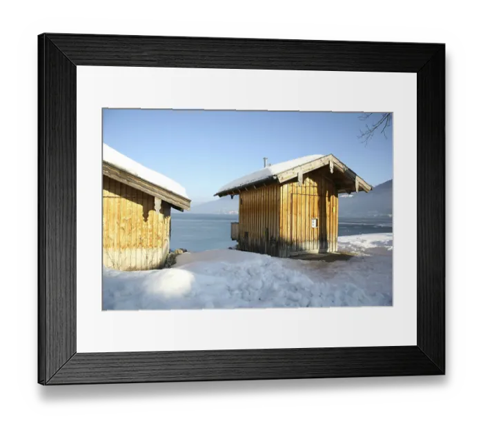 Framed Print : Boat houses at Tegern Lake Framed Print : Boat houses at Tegern Lake