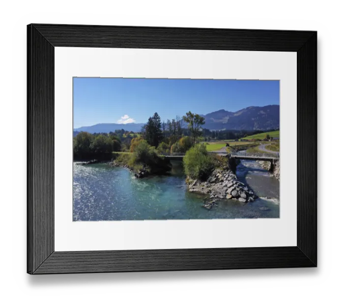 Framed Print : Aerial view of Fischen in the Allgau with a view of the Iller