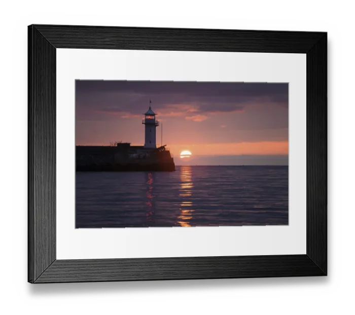 Framed Print : Lighthouse on sunrise. Yalta, Crimea, Ukraine