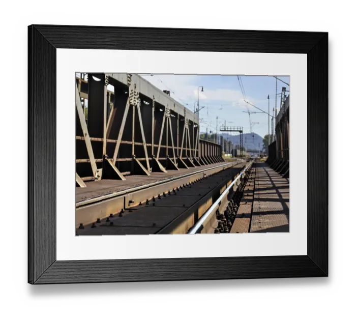 Framed Print : View from old railway bridge, brown from rust Framed Print : View from old railway bridge, brown from rust