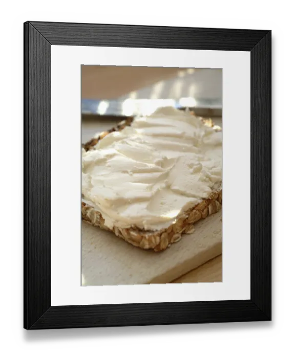 Framed Print : Cream cheese on bread