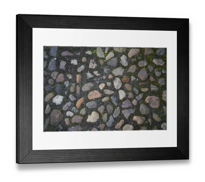 Framed Print : Cobblestones, street pavement, from above Framed Print : Cobblestones, street pavement, from above