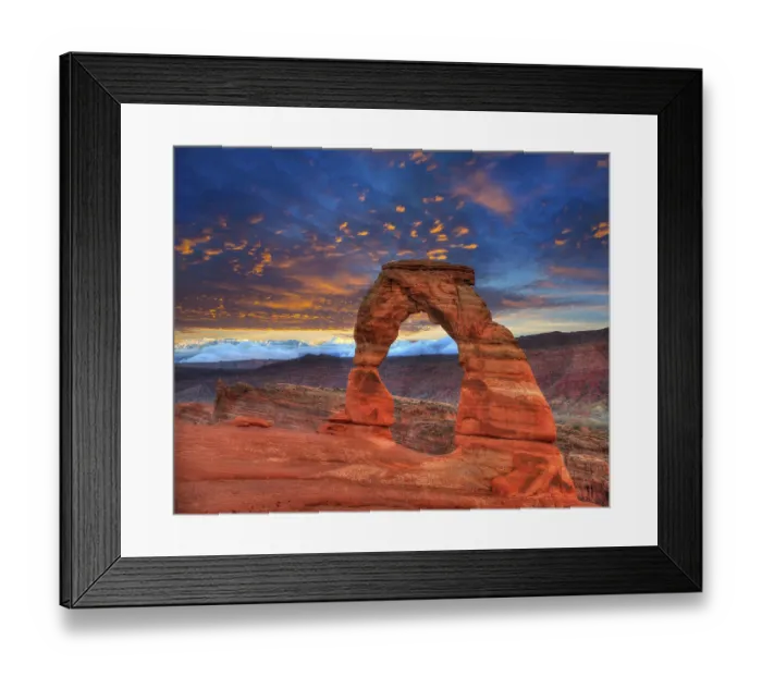 Framed Print : Arches National Park Delicate Arch sunset in Moab Utah USA photo mount
