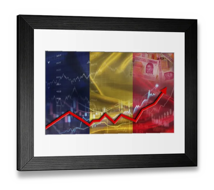 Framed Print : Chadian economic growth on financial graph