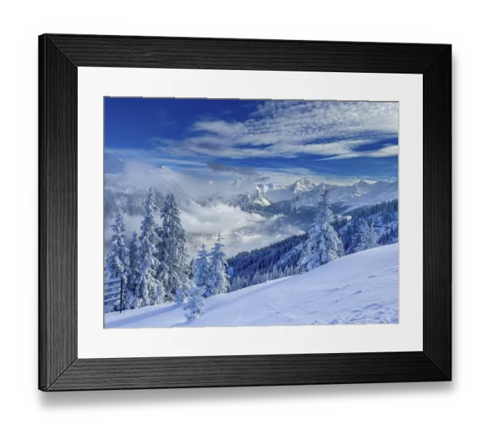 Framed Print : Snow-covered winter landscape in the Silvretta Montafon ski area in Vorarlberg