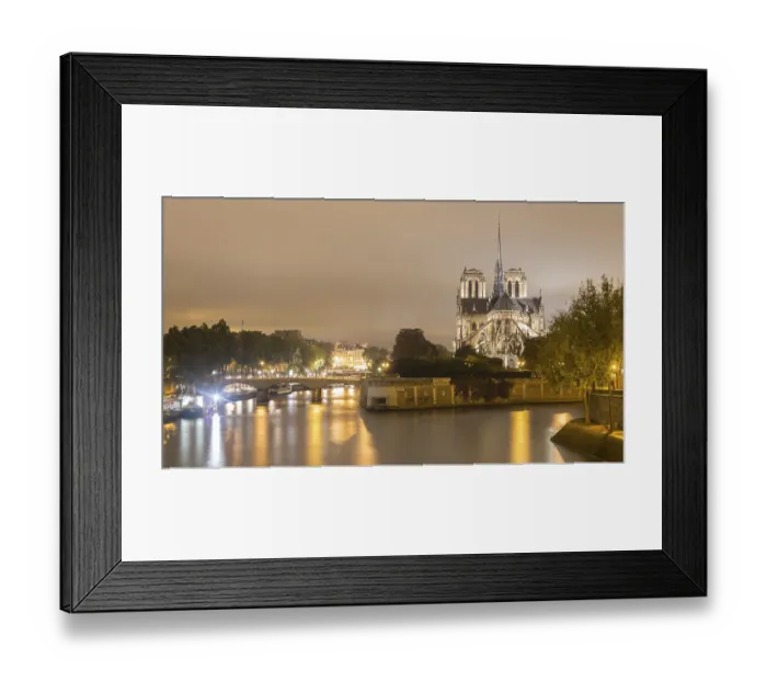 Framed Print : Notre Dame with river Seine, night view Framed Print : Notre Dame with river Seine, night view