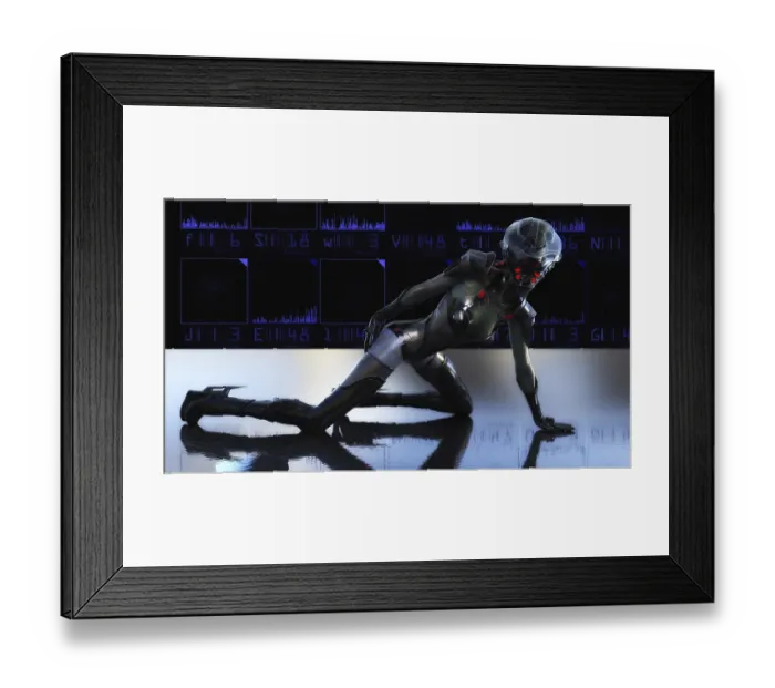 Framed Print : Artistic 3D illustration of a science fiction scene