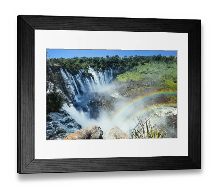Framed Print : Double rainbow at the waterfalls of Kalandula Framed Print : Double rainbow at the waterfalls of Kalandula
