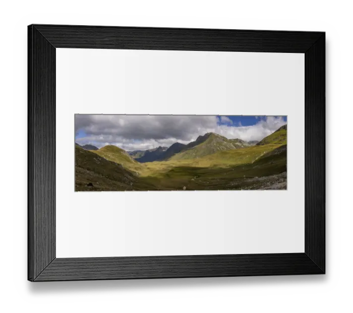 Framed Print : Panorama from Passo del Sole to Passo dell'Uomo and Alpe Carorescio with Piano Grande plateau Framed Print : Panorama from Passo del Sole to Passo dell'Uomo and Alpe Carorescio with Piano Grande plateau