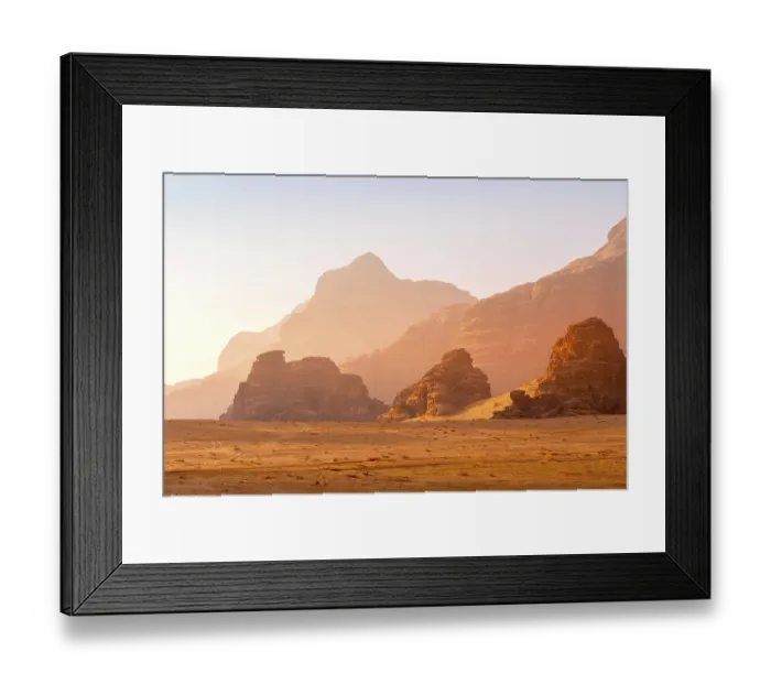 Framed Print : Jordan, Wadi Rum red dune sand and beautiful rocks landscape Framed Print : Jordan, Wadi Rum red dune sand and beautiful rocks landscape